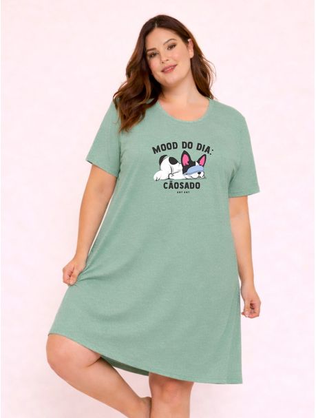 Camisola Plus Size Manga Curta Cãosado