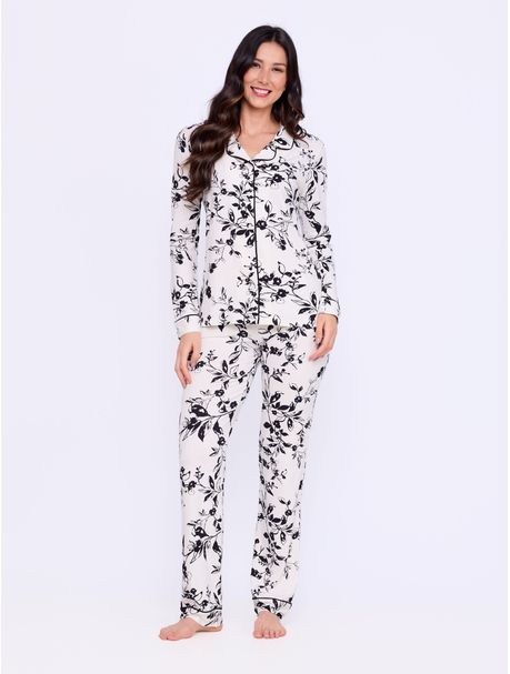 Pijama Feminino Manga Longa Aberto Zaya