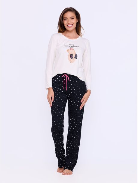 Pijama Feminino Longo Manga Longa Capi Status