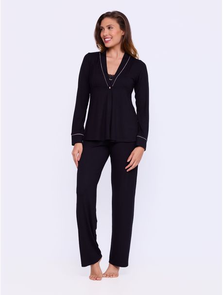 Pijama Maternidade Trio Manga Longa Alicia