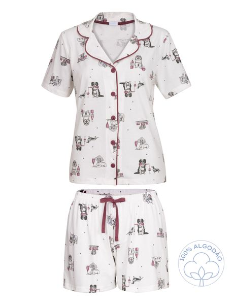 Short Doll Manga Curta Dog Vinho