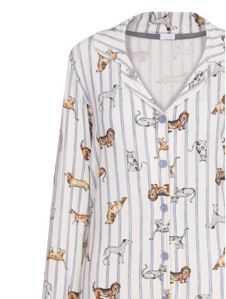 Pijama Feminino Manga Longa Aberto Listrado Dog