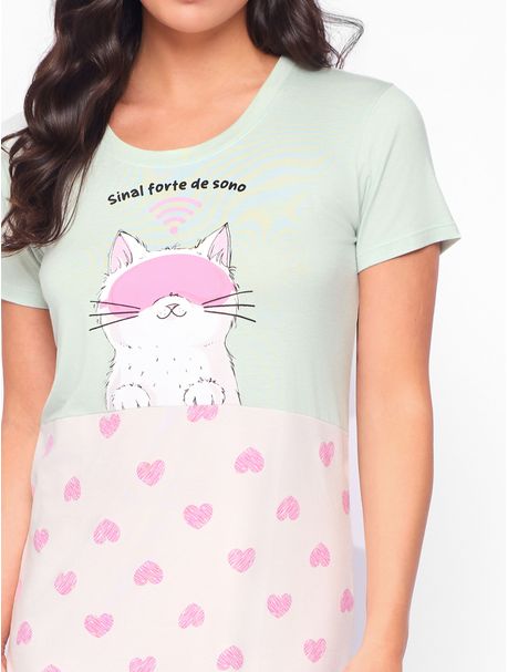 Camisola Manga Curta Gato On-Line